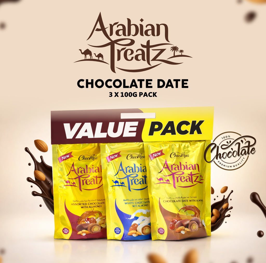 Arabian Treatz Value Pack – 3 × 100g Date Chocolate Mix