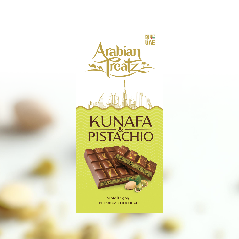 Arabian Treatz Kunafa & Pistachio Milk Chocolate – 200g