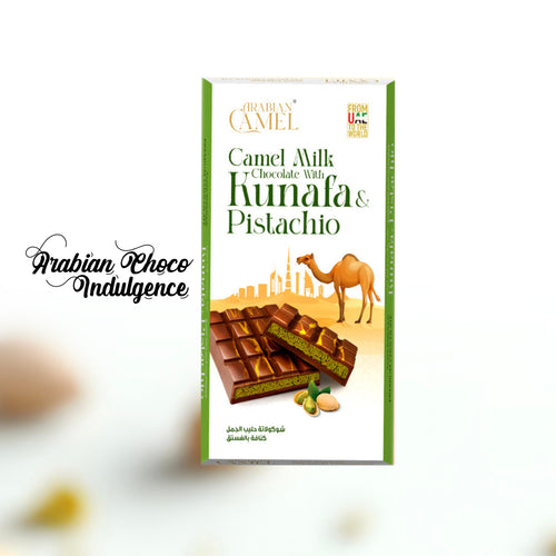 Arabian Camel – Camel Milk Chocolate with Kunafa & Pistachio 100grams