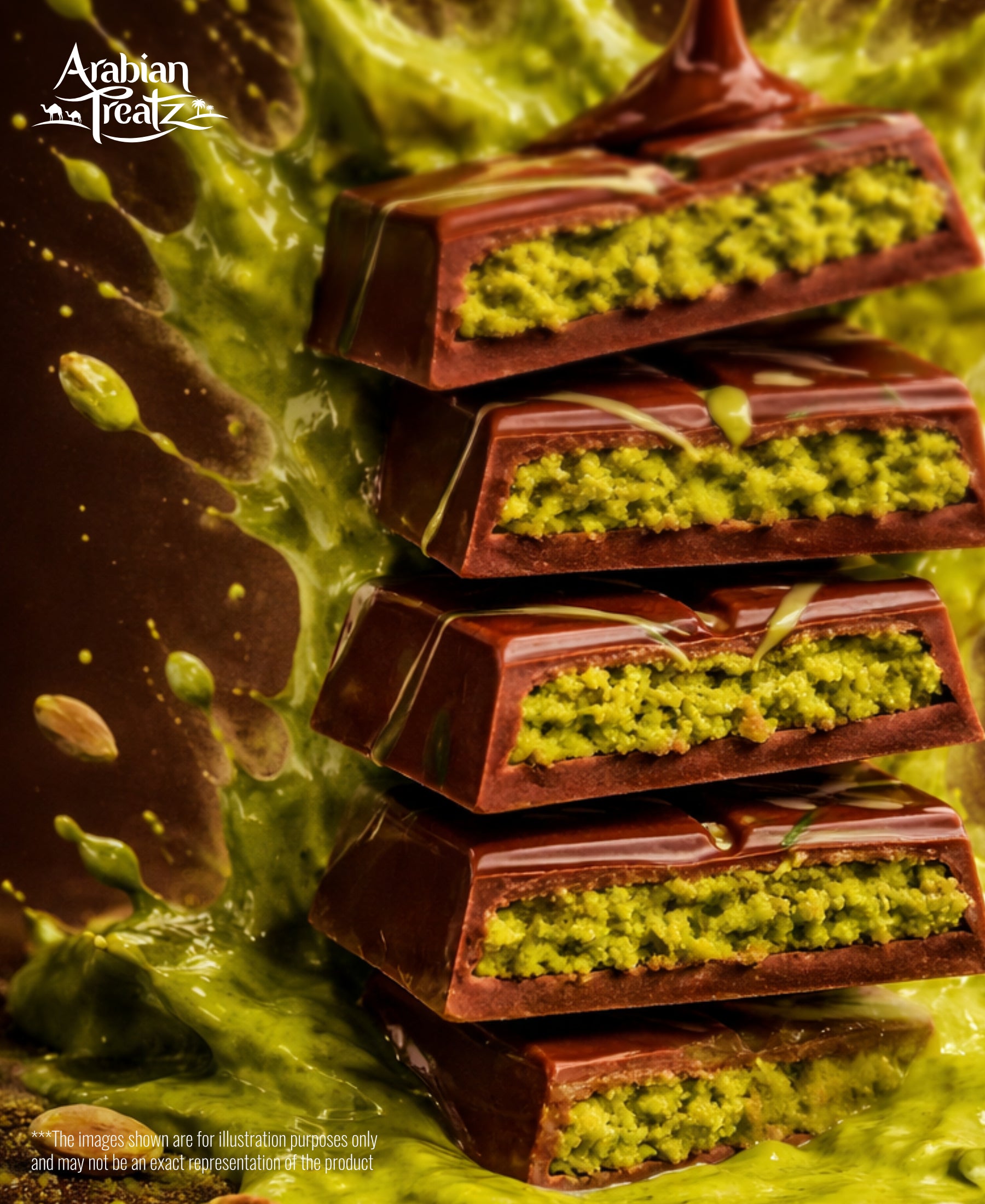Arabian Treatz Milk Chocolate with Kunafa & Pistachio – 250g (Made in UAE)